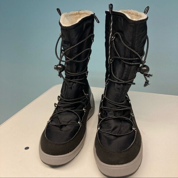 GEOX Sz 37 Sherpa Type Lined Moon Quilted  Adjustable Elastic Laces Boots - Picture 2 of 12
